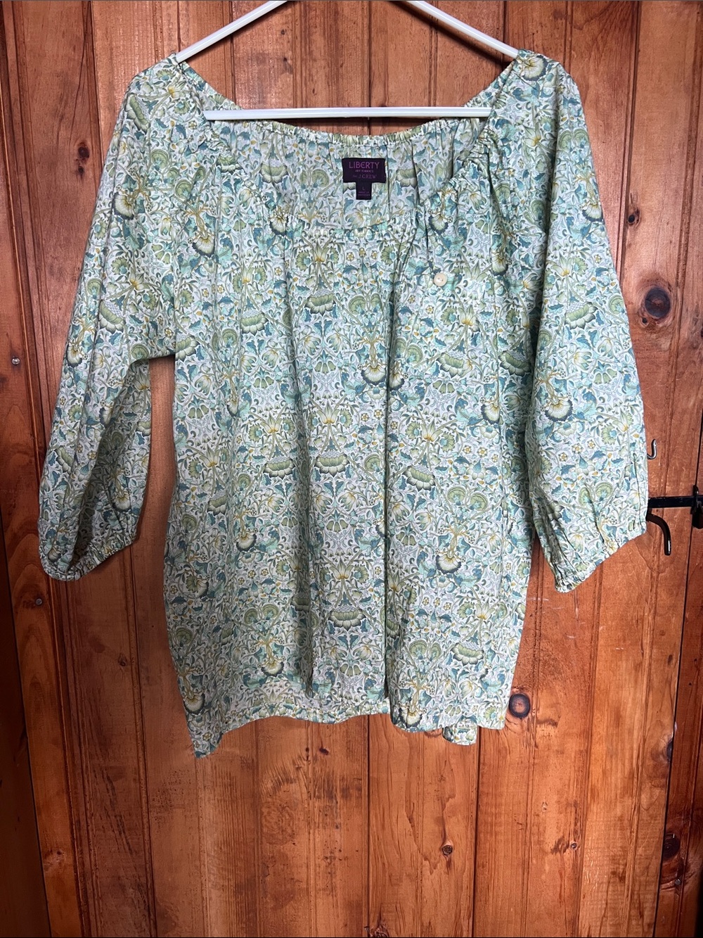 Green Floral Lodden Paisley Peasant Blouse